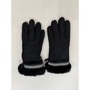 UGG Gloves Black Suede Leather Touchscreen Compatible Trimmed Size M